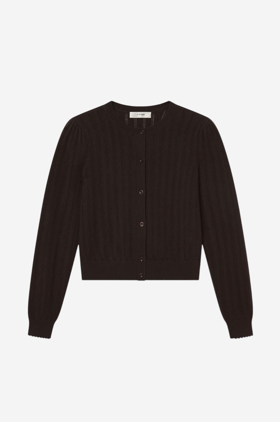 The Ladder Pointelle Cardi - Coffee - Image 6