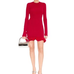 Otto Knit Poplin Combo Dress - Sangria